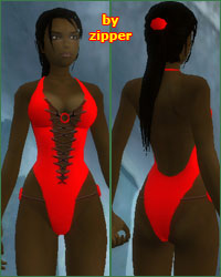 Black Lara Croft and Red uberhot swimsuit mod