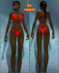 Ebony LaraCroft and Red Hot Erotic Swimsuit